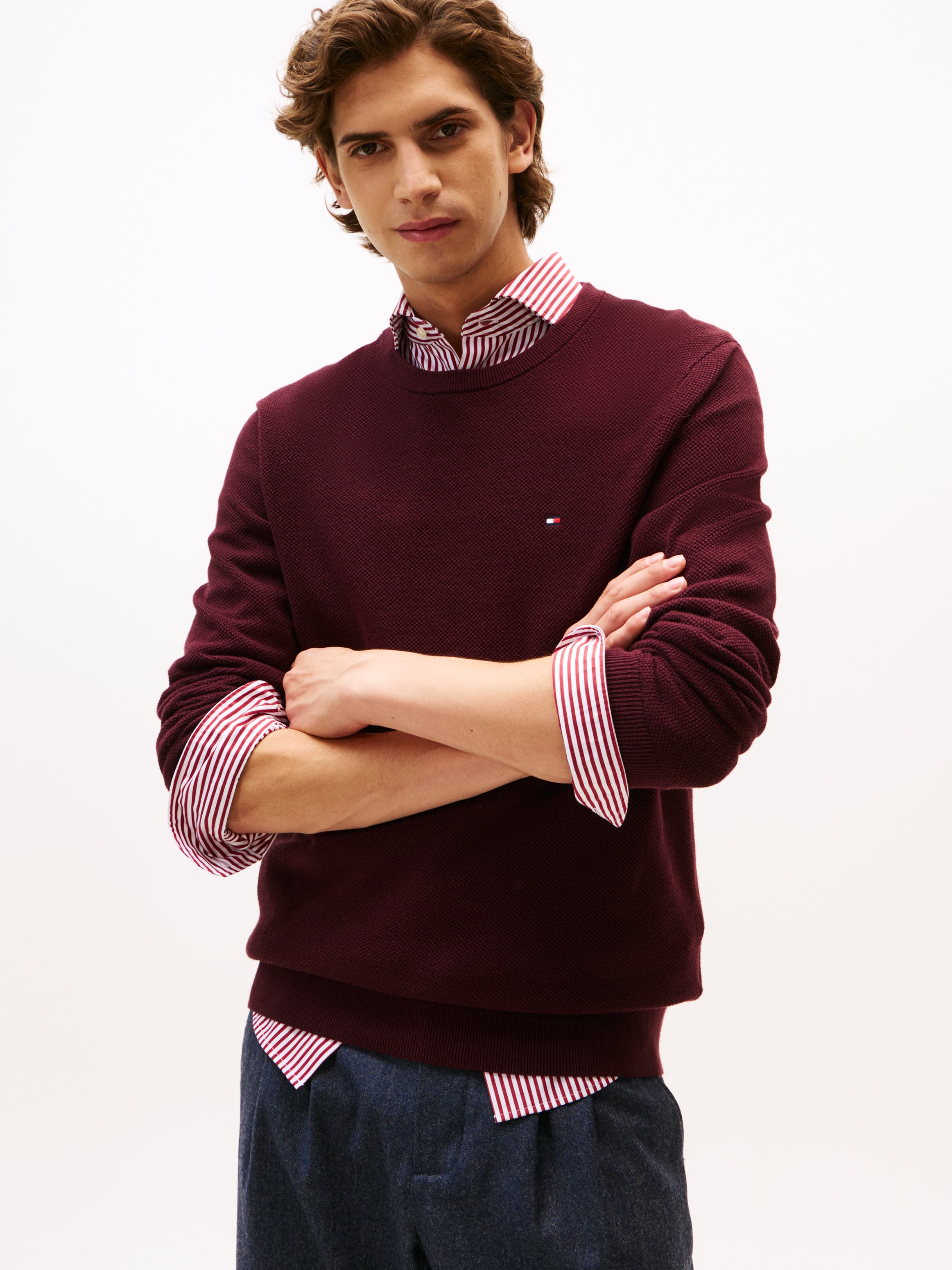 Tommy Hilfiger Waffle Knit Crew Neck Jumper