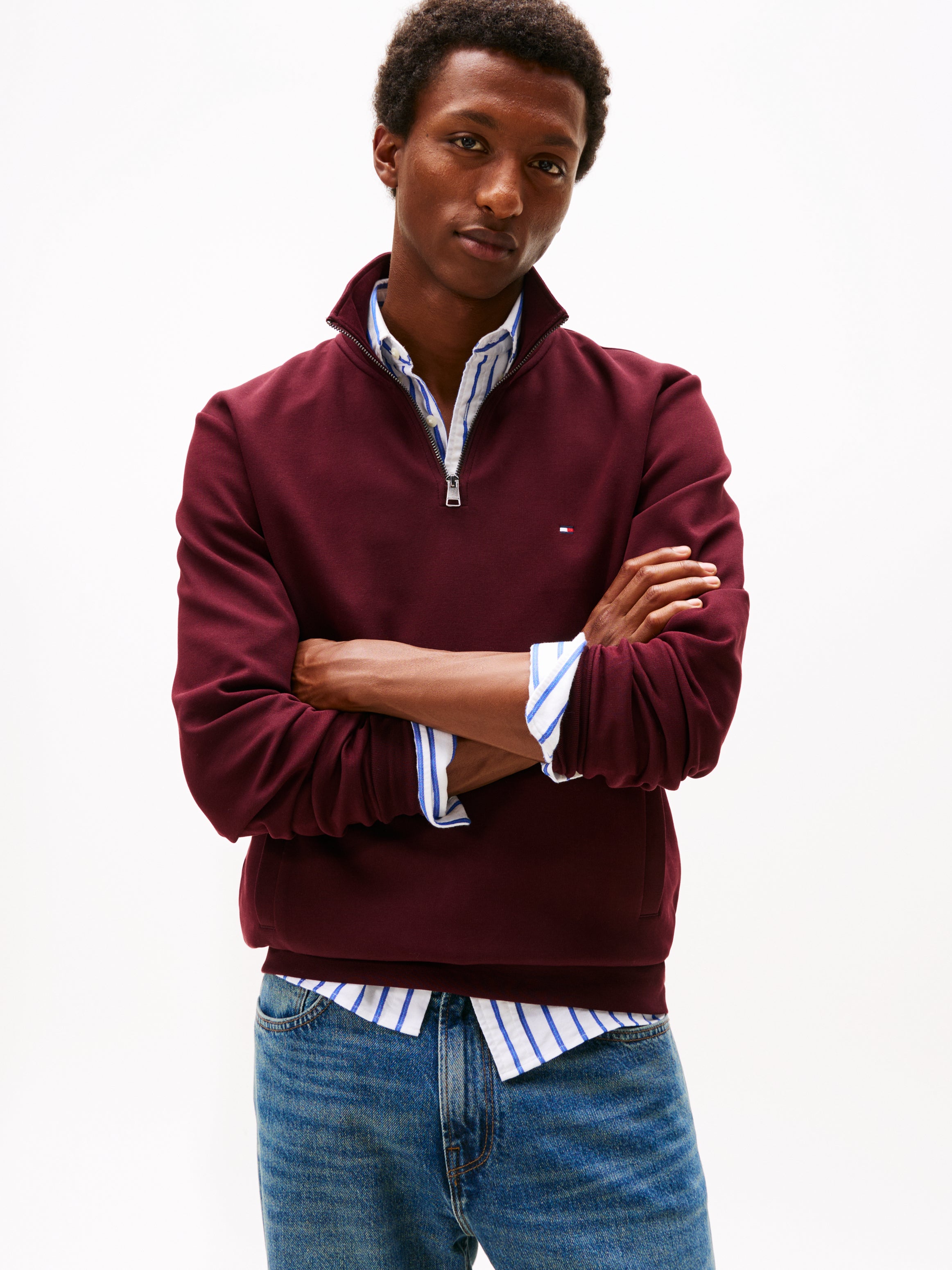 Tommy Hilfiger Regular Fit Logo Quarter Zip Sweatshirt