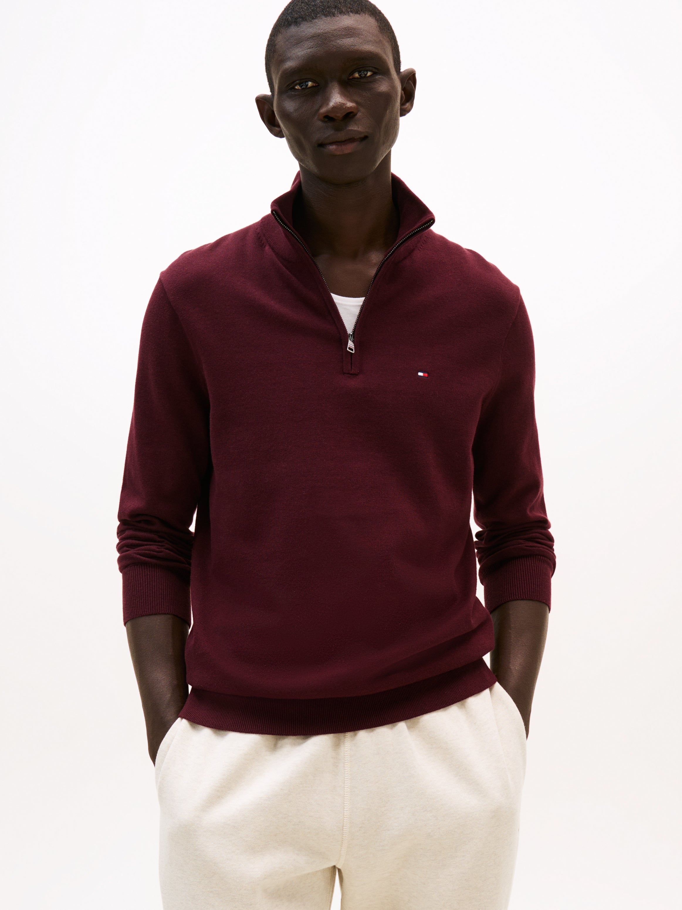 Tommy Hilfiger Flag Embroidery Quarter-Zip Jumper
