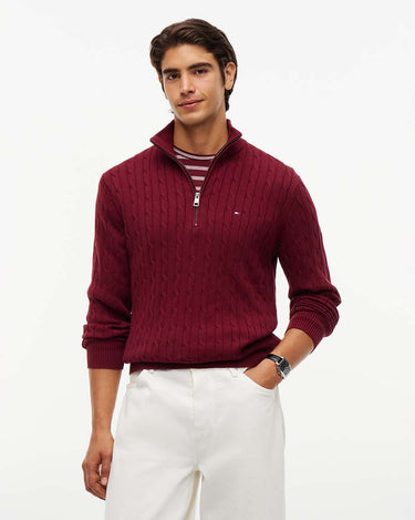 Tommy Hilfiger Cotton Cable Zip Mock Neck