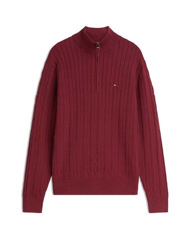 Tommy Hilfiger Cotton Cable Zip Mock Neck