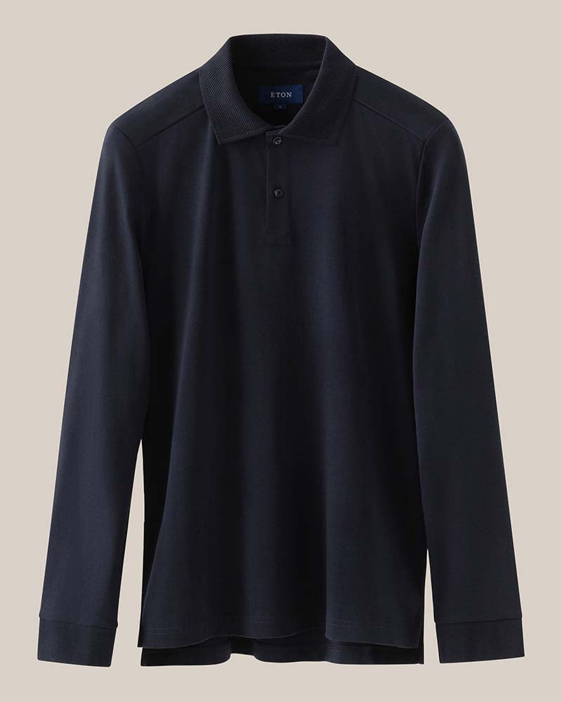 Eton Interlock Long Sleeve Polo Shirt