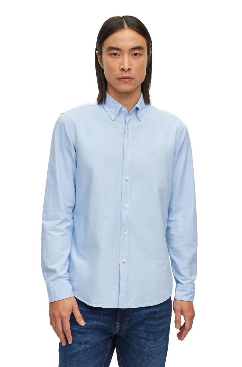 Rickert Regular-fit shirt in organic Oxford cotton Open Blue