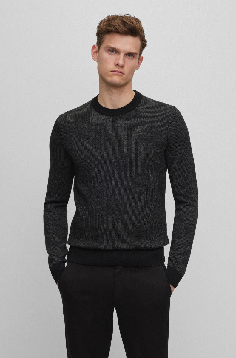 Motivo Virgin-wool sweater with two-tone monogram jacquard
