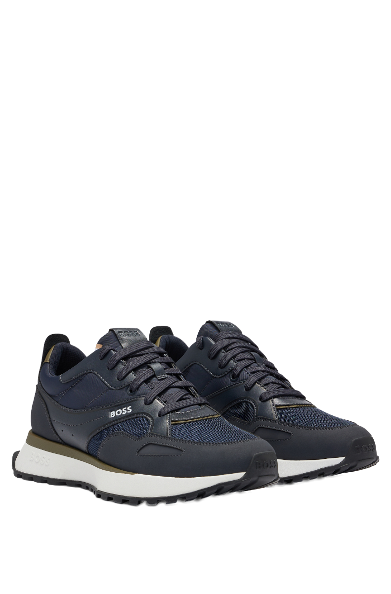 Jonah Mixed-material trainers with faux-leather trims Dark Blue