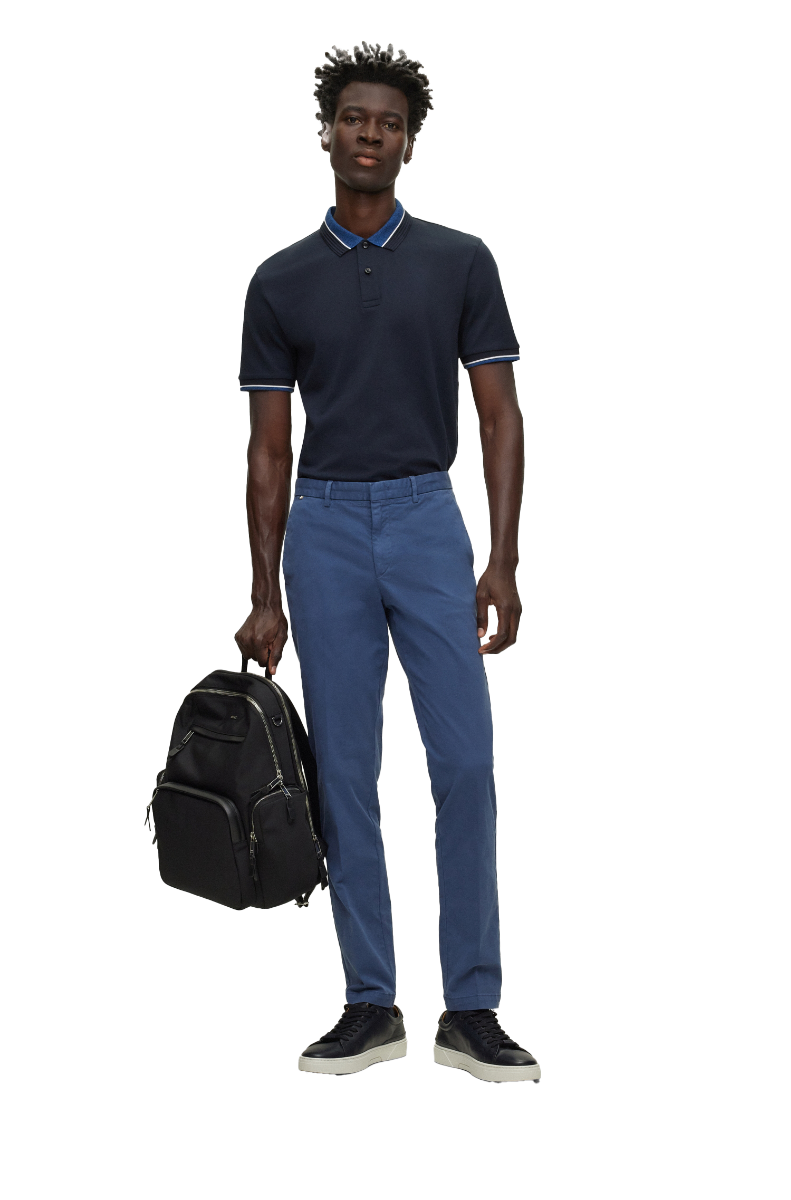 Parley Mercerised-cotton polo shirt with contrast tipping Dark Blue
