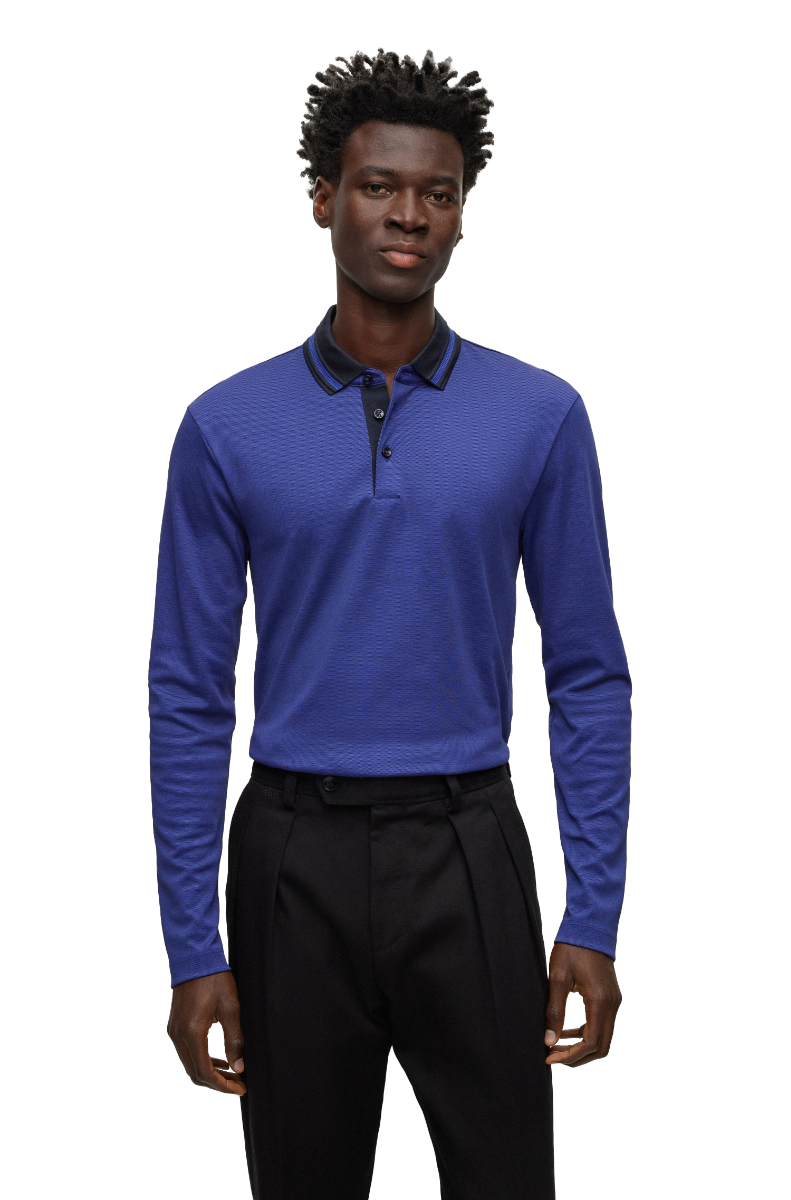 Mens navy blue sales long sleeve polo