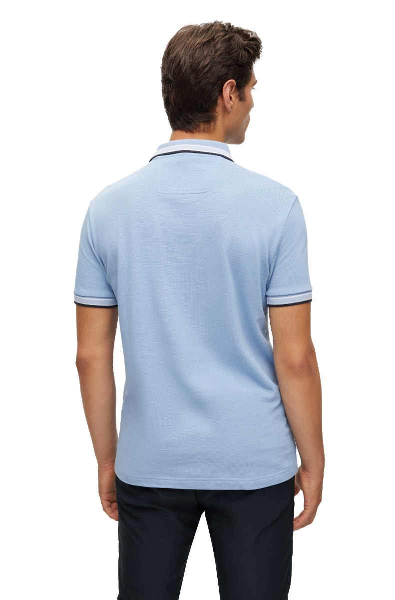 Paddy Organic-cotton polo shirt with logo Open Blue