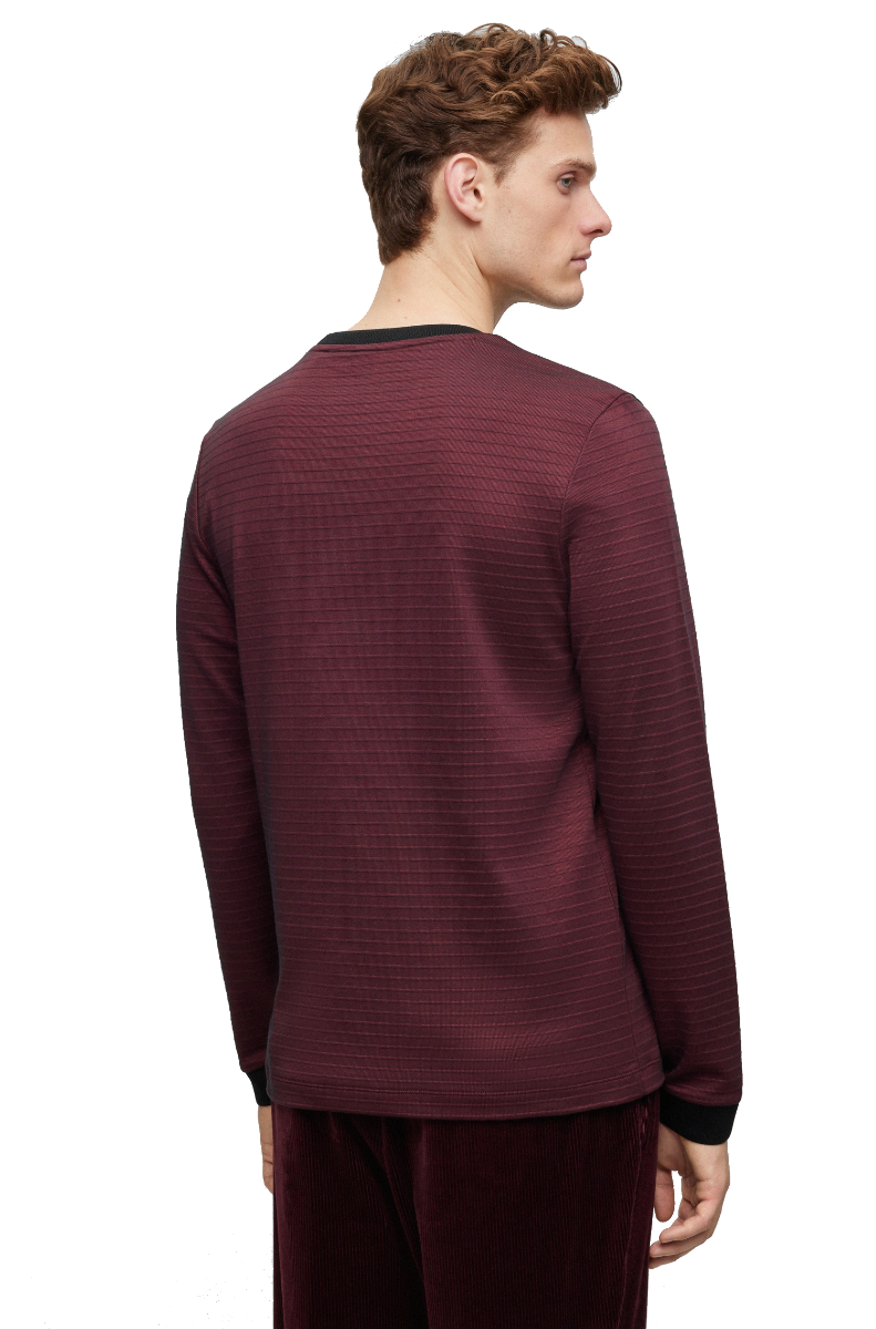 Talley40 Long-sleeved cotton-blend T-shirt with ottoman structure Dark Red