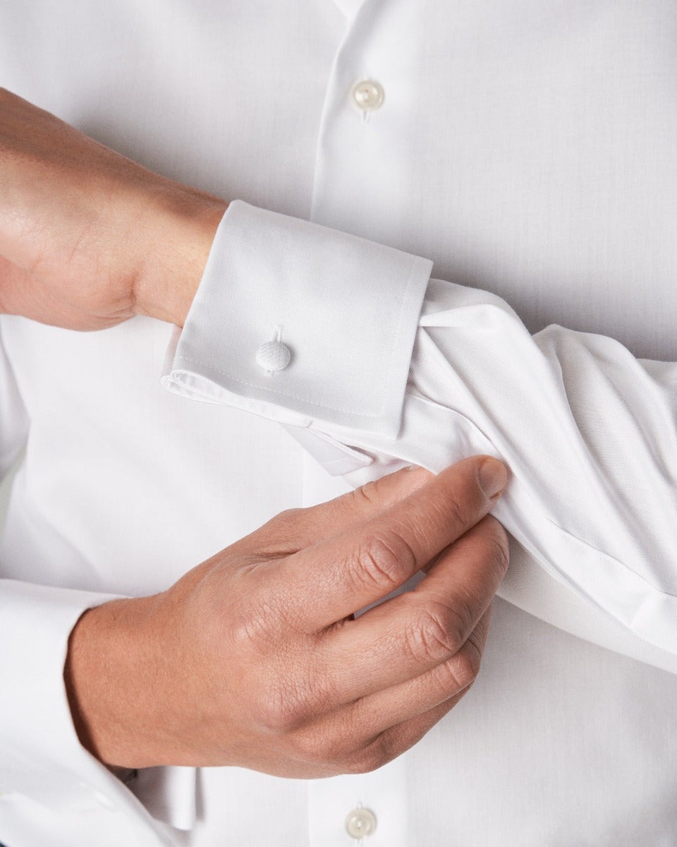 Eton Slim Fit French Cuff Twill Shirt in White Hanley & Co. Eton Slim Fit French Cuff Twill Shirt in White Hanley & Co.