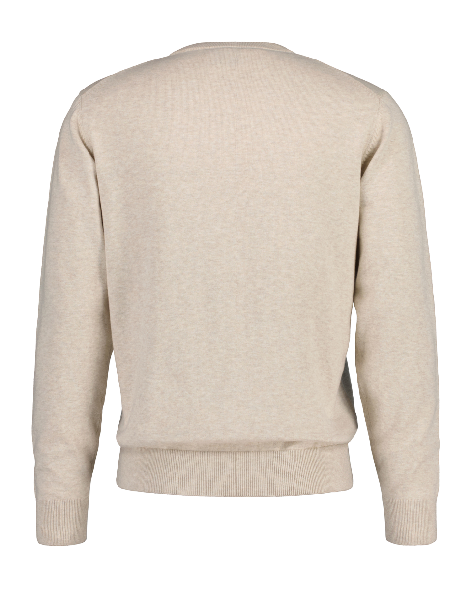 Gant Clothing Classic Cotton Crew Neck Sweater Light Beige Melange