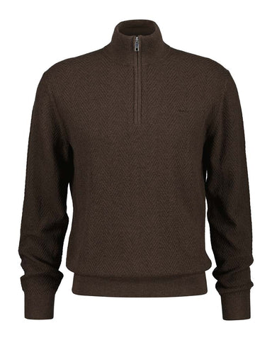 Gant Clothing Herringbone Texture Half Zip