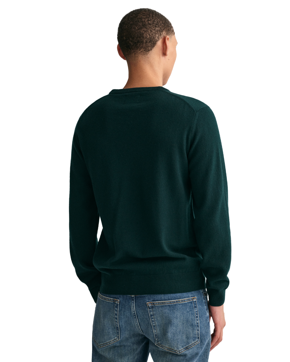 Gant Clothing Superfine Lambswool Crew Neck Sweater Tartan Green