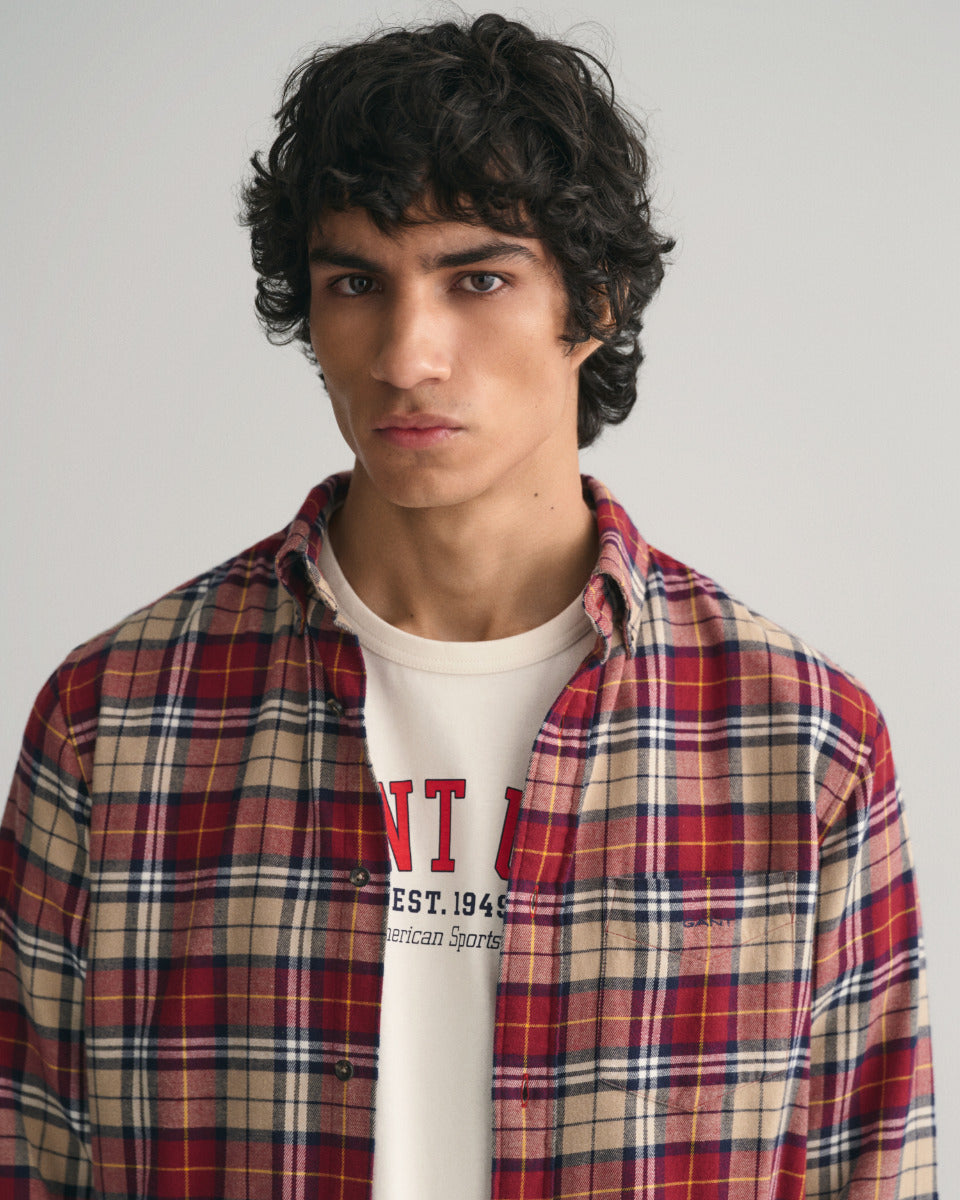 Regular Fit Checked Flannel Shirt Plumped Red