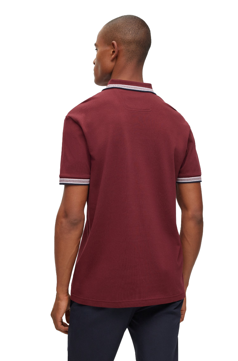 Paddy Organic-cotton polo shirt with logo Dark Red