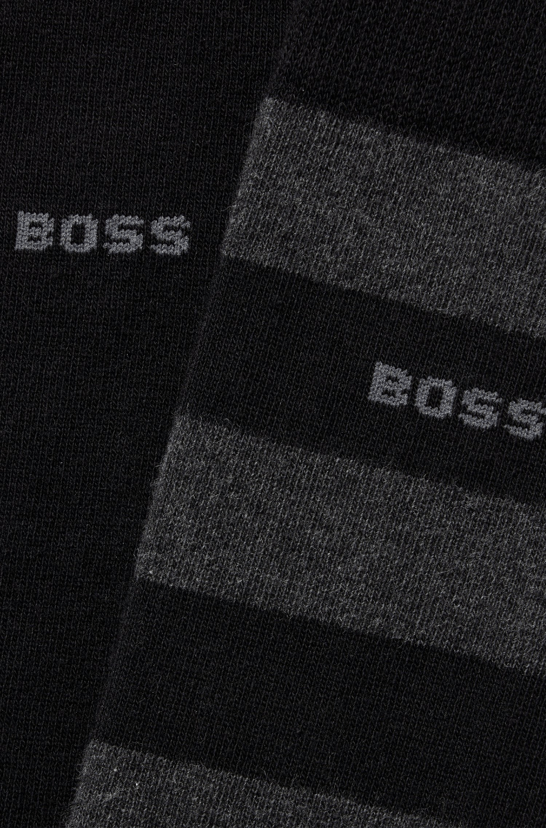 BlockStripe Two-pack of regular-length socks in a cotton blend Black