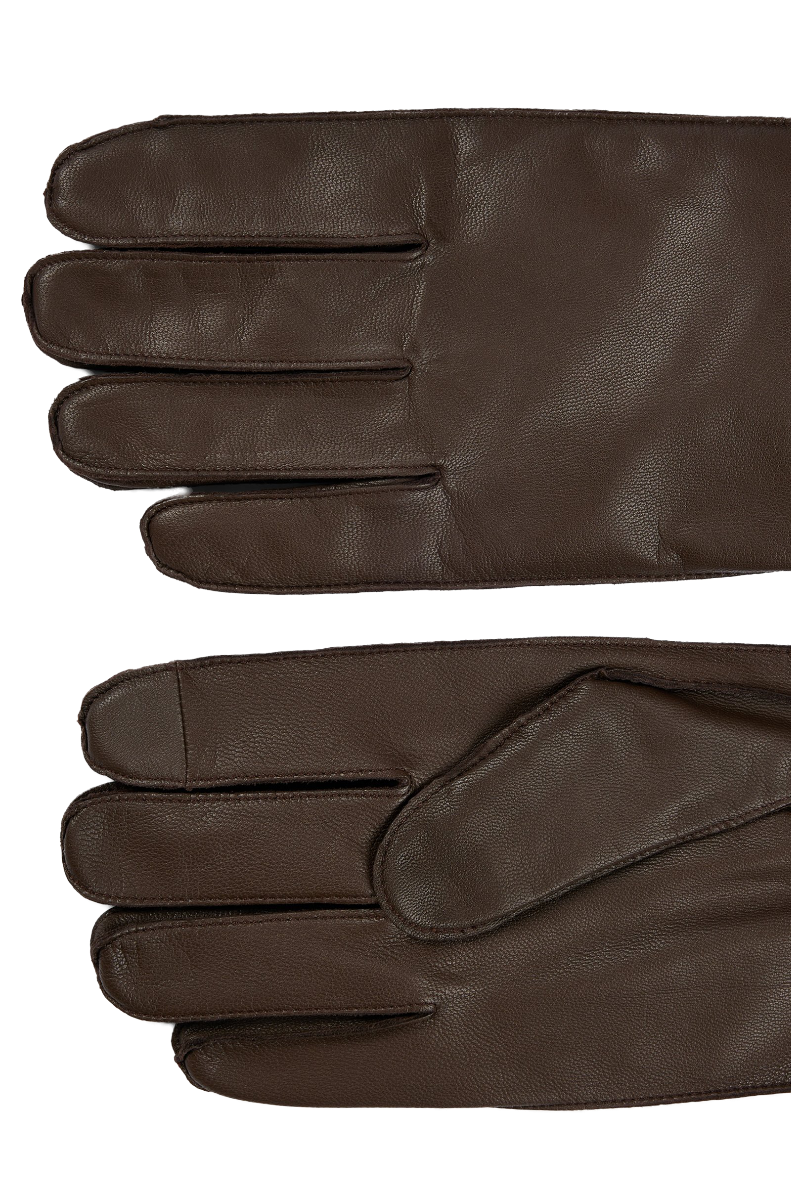 Kranton Leather gloves with metal logo lettering Open Green