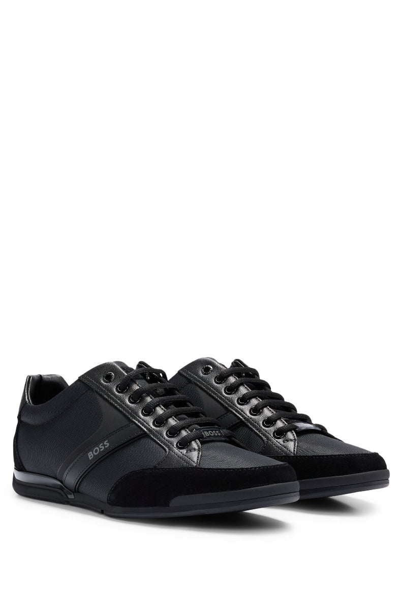 Saturn Mixed-material trainers with suede and faux leather Black