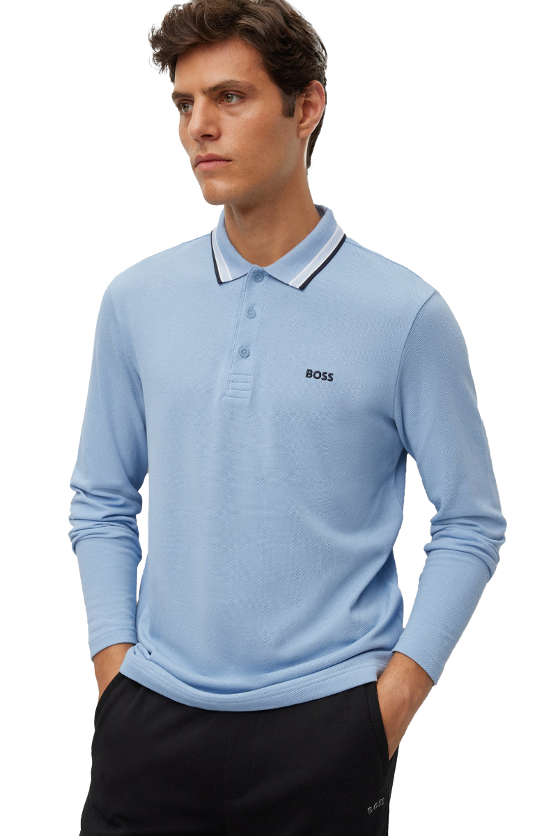 Plisy Long-sleeved cotton-piqué polo shirt