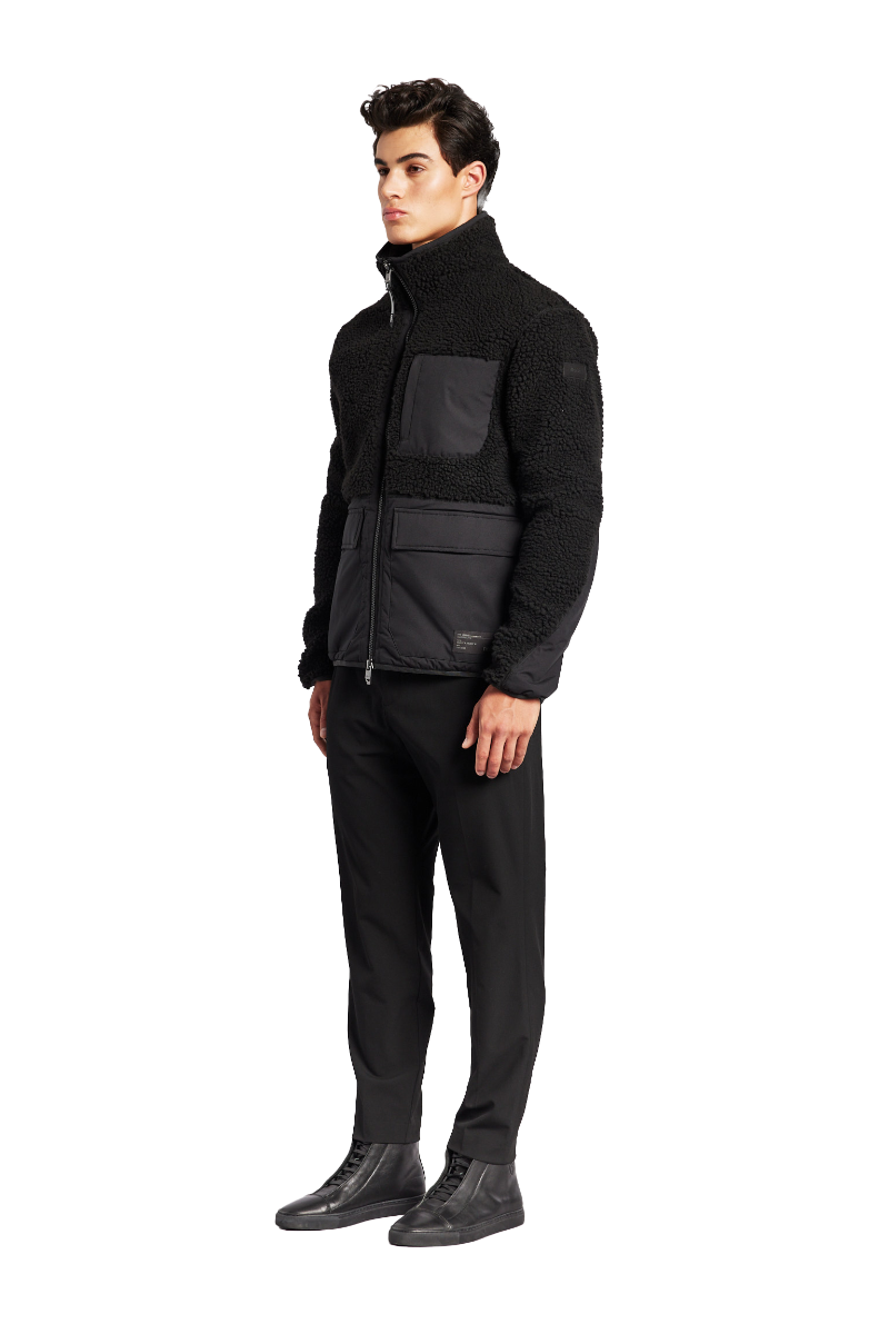 Nobis Kepler Midlayer Berber Zip Front Sweater Jacket Black