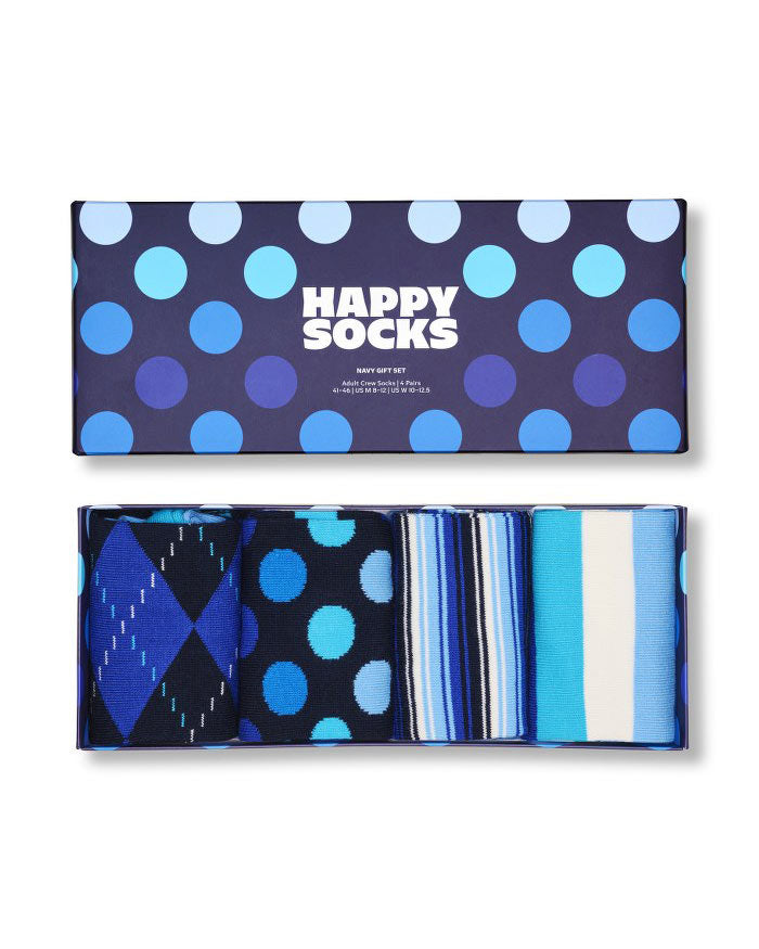 Happy Socks 4-Pack Navy Socks Gift Set